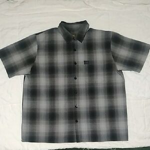 Casual Black and Gray Plaid Button Down Shirt